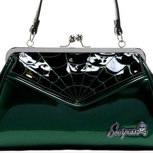SOURPUSS GREEN SPIDERWEB BACKSEAT BABY PURSE